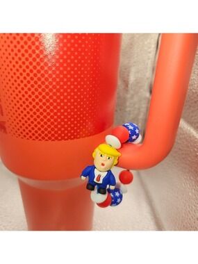 Silicone Tumbler Charms President Trump Red, White & Blue